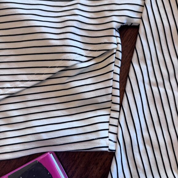Walter Baker White & Black Striped Cropped Wrap Top - Picture 6 of 8